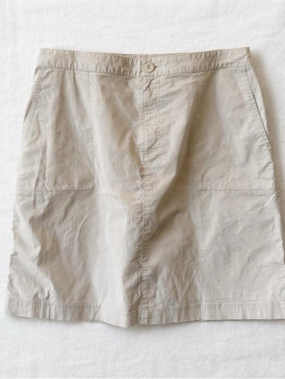 Y2K era Classic Khaki Cotton A-Line Skirt | Preppy Minimalist